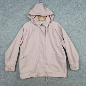 Clipper Mist London Fog Pink Hooded Barn Jacket Womens Size M STAINS SMUDGES